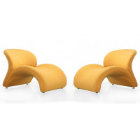 Manhattan Comfort 2-AC013-YL Rosebud Yellow Wool Blend Accent Chair (Set of 2)